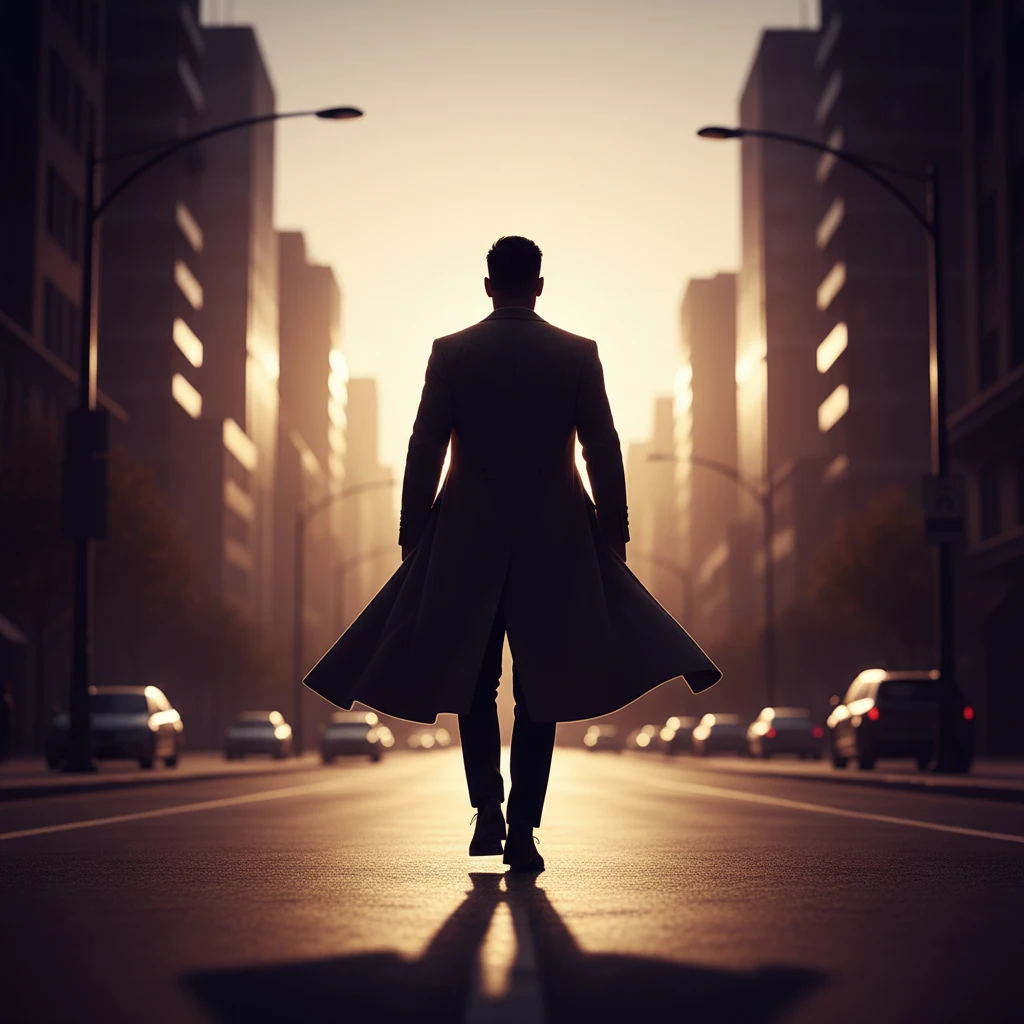 Anonymous person walking confidently along a city street at golden hour - active lifestyle supplement