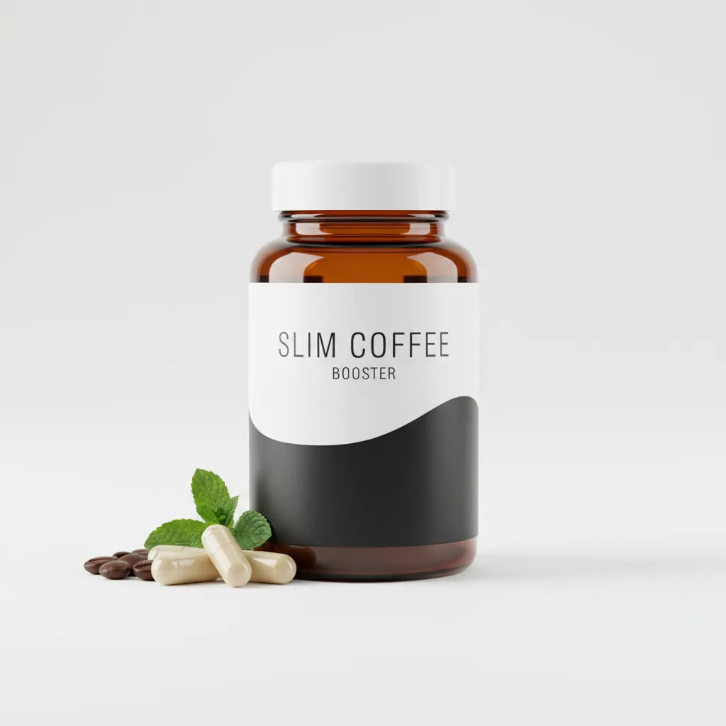 Slim Coffee Booster supplement box - compact dark purple packaging with moon-phase design and cream lettering